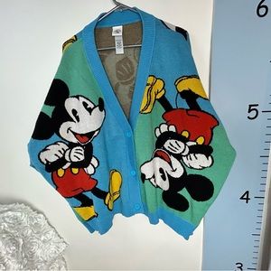 Disney Mickey Co Blue Mickey Logo Cardigan Sweater Men's 3X